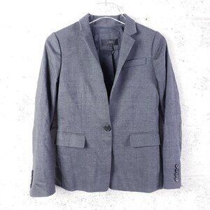J. Crew Womens 2 Petite Regent Blazer Charcoal Gray Wool B0327 One Button
